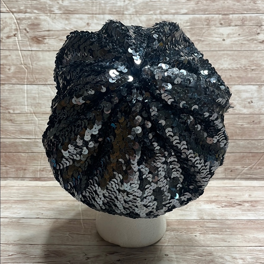 Sequin Black and Silver Hat